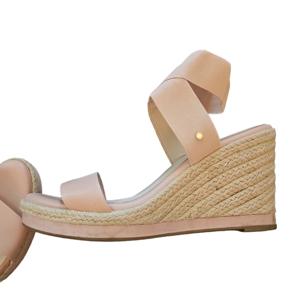Cole Haan sz 9 Cloudfeel Espadrille Wedge Sandals Mahogany Rose Leather Sh398 - Picture 6 of 9